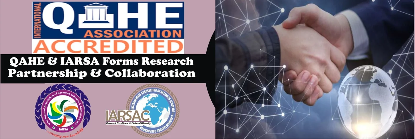 Banner announcing the research partnership and collaboration between QAHE and IARSA